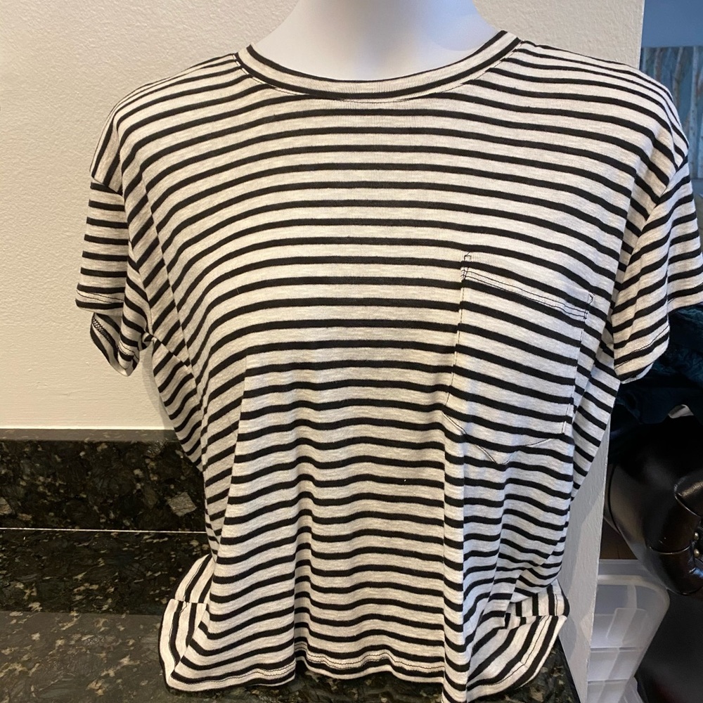 NWT Lush Black/White Striped Tee shirt